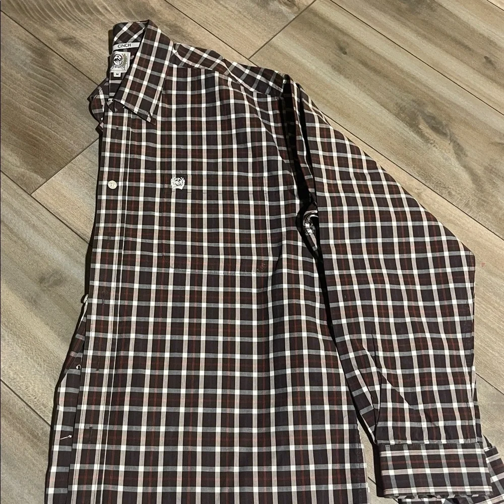 Cinch Brown Plaid Shirt with Embroidered Detail - Picture 3 of 8